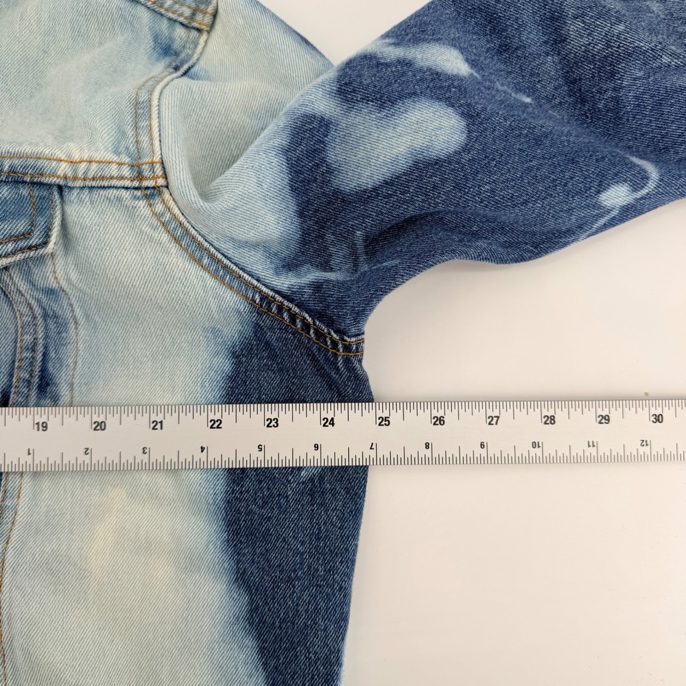 Levis 72334 Trucker Jacket Bleach Wash NVR ALN Graphic Denim XXL Blue Pink 2016 - Picture 5 of 8